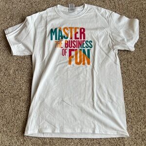 Zumba Fitness White Graphic Tee - 'Master the Business of Fun'